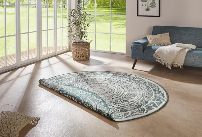 Obojstranný koberec Hanse Home Twin Supreme Siruma zelený / krémový kruh