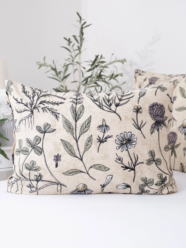 Flanelová obliečka na vankúš 50 x 70 cm - Herbár