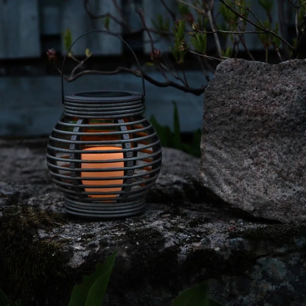 Hnedý solárny LED lampáš vhodný do exteriéru Star Trading Rustic, výška 16 cm