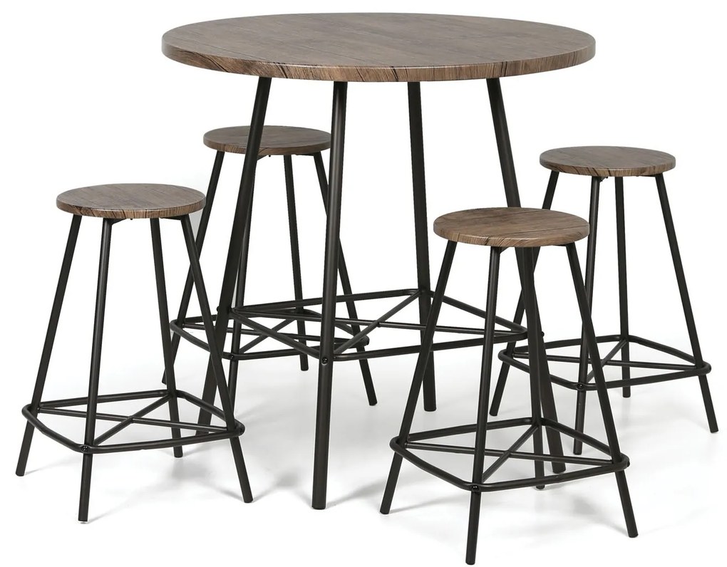 Jedálenská/barová sada WELLINGTON ROUND, stôl priemer 90 cm + 4 stoličky