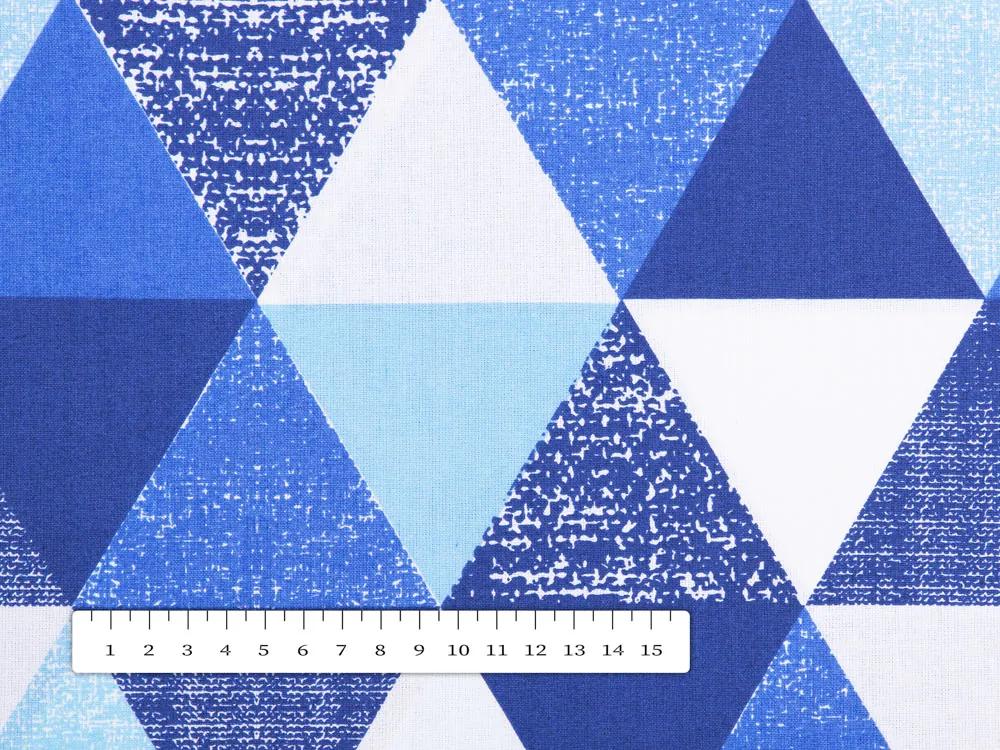 Biante Bavlnený oválny obrus Sandra SA-190 Modro-biele trojuholníky 100x160 cm