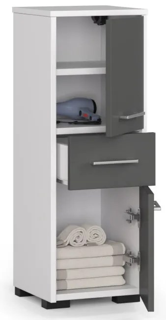 Kúpeľňová skrinka FIN 30 2D 1SZ 85 cm biela / sivá