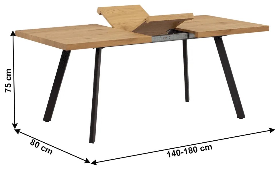 Jedálenský stôl Nelen (pre 6-8 osôb) (dub + kov). Vlastná spoľahlivá doprava až k Vám domov. 1034323