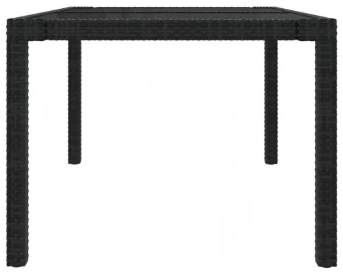 vidaXL Záhradný stôl 150x90x75 cm tvrdené sklo a polyratan čierny-