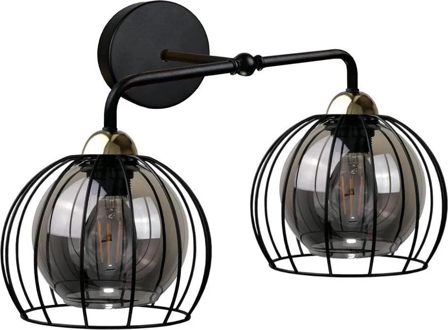 Nástenné svietidlo SOLO BLACK 2xE27/60W/230V čierna/zlatá