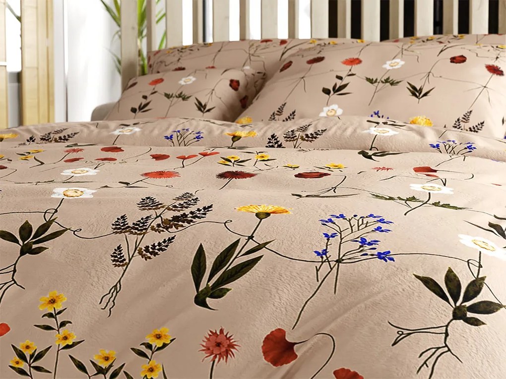 Obliečky mikroplyš HERBÁR béžové Rozmer obliečok: 70 x 90 cm | 140 x 220 cm