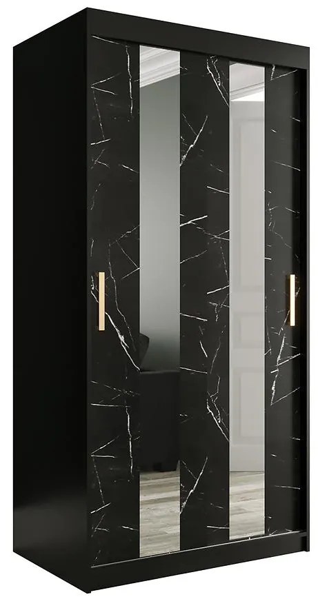 Skriňa Marmur Pole 100 čierna/mramor čierna