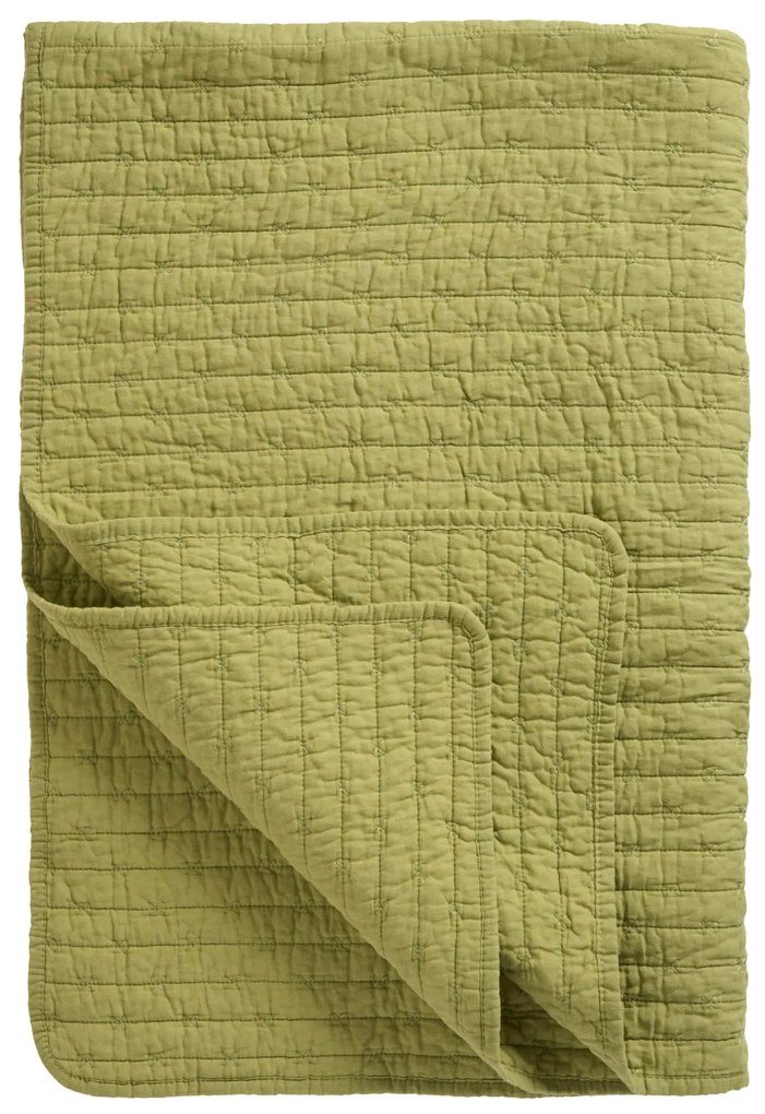 Ib Laursen Prešívaný prehoz Herbal Green Cross Stitches 180 × 130 cm