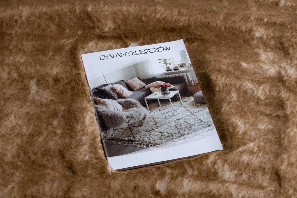 Koberec prateľný LAPIN Shaggy, hnedý/ slonová kosť