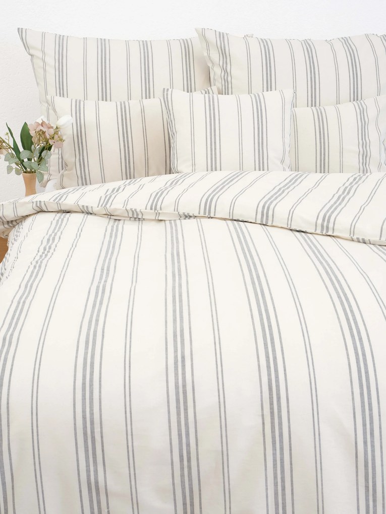 Predĺžené bavlnené obliečky Natural - Prúžky šedé