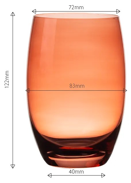 Poháre Tumbler červené 460 ml 6 ks - Optima Glas Lunasol - 322835