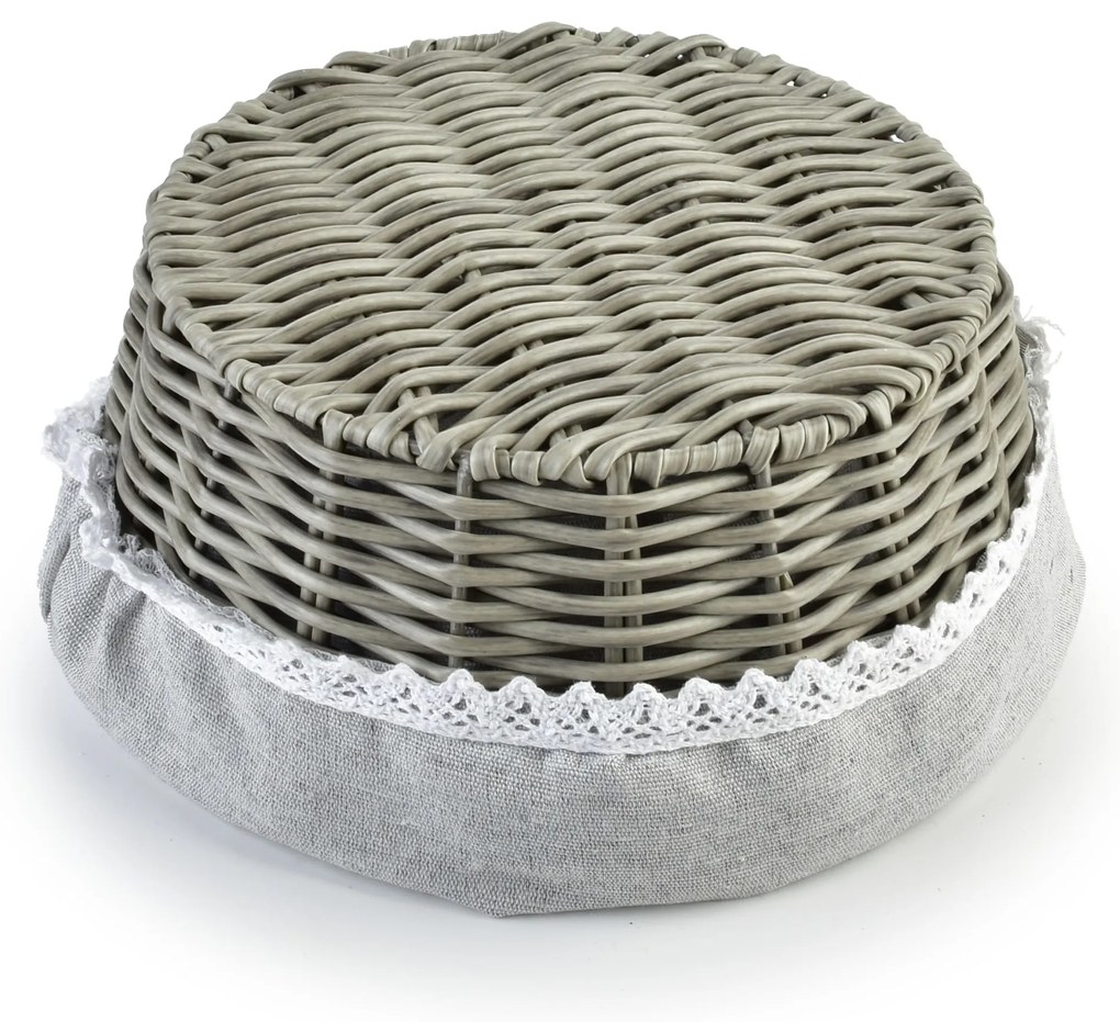 Kulatý košík na pečivo SINO 23x10 cm šedý