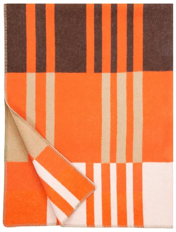 Vlnená deka Toffee 130x180, hnedo-oranžová