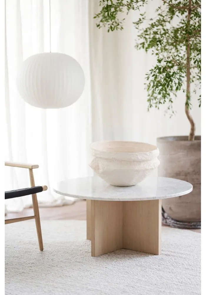 Biely mramorový okrúhly konferenčný stolík 90x90 cm Brooksville - Rowico