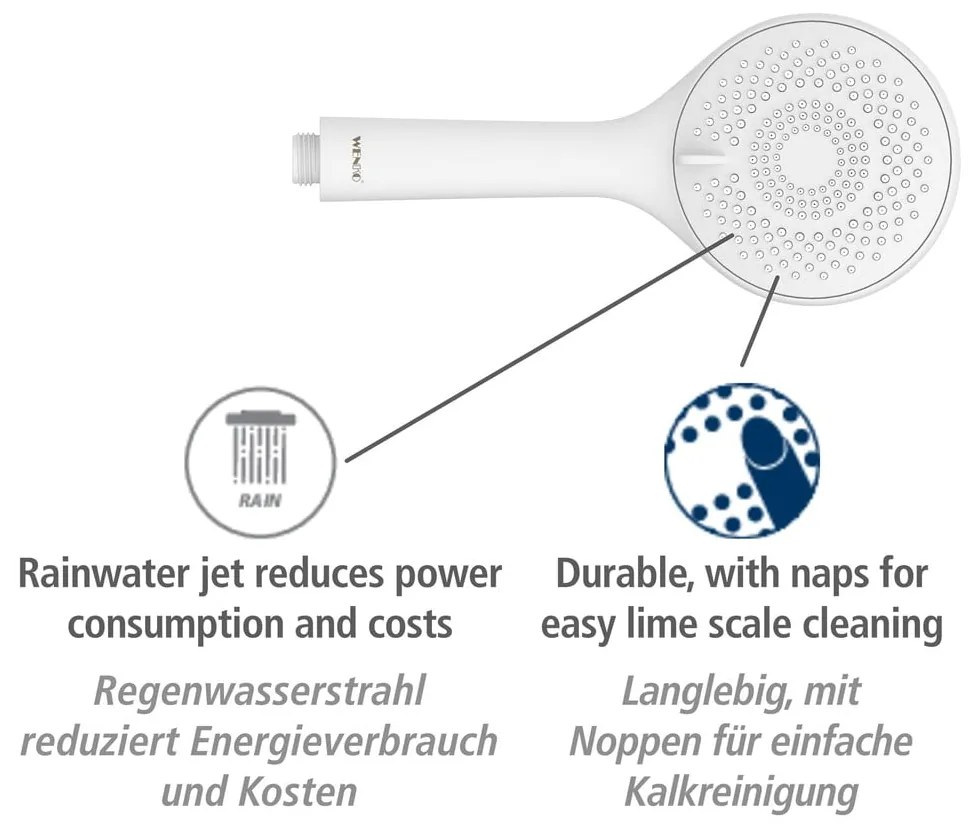 Biela sprchová súprava z nehrdzavejúcej ocele 70 cm Watersaving – Wenko