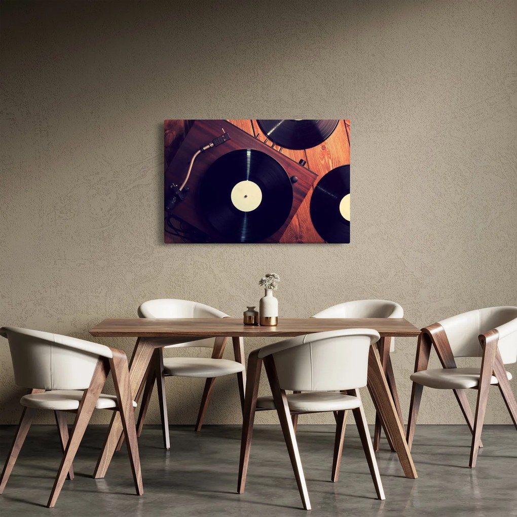 Obraz gramofónových dosiek (90x60 cm)