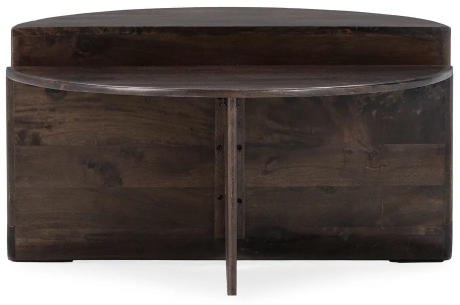 Tmavohnedý okrúhly konferenčný stolík z mangového dreva ø 80 cm Divya – MOME