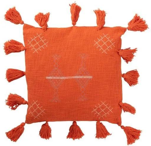 Oranžový vankúš Tassel so strapcami - 45*45 cm