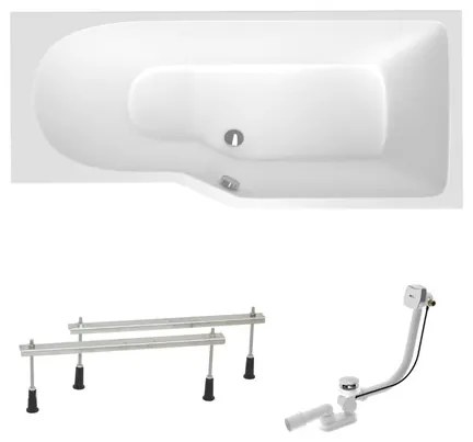 Asymetrická vaňa Laguna Beáta Plus 160x80 cm akrylát pravá SIKOBE1600PAPN, 1 ks