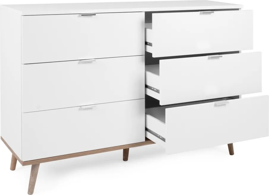 Komoda se 6 zásuvkami Göteborg, bílá/dub sonoma