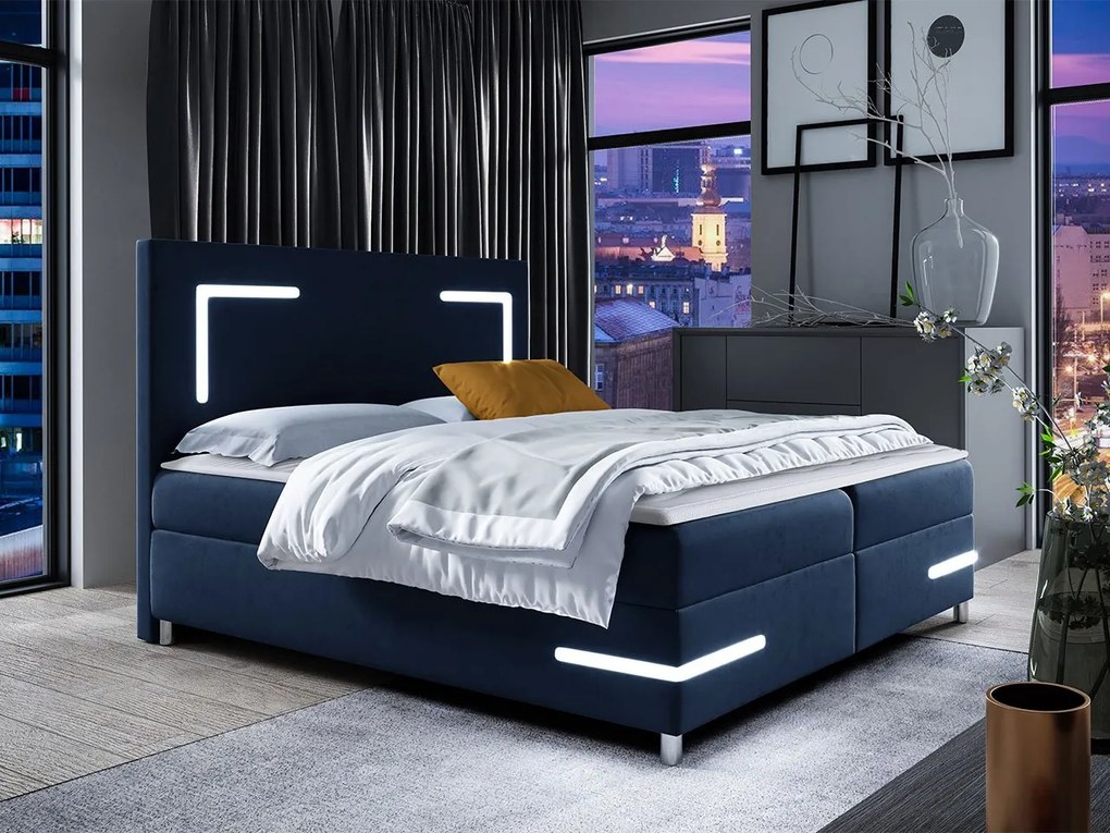 Kontinentálna posteľ Fronasa LED, Rozmer postele: 200x200, Dostupné poťahy: Fresh 11