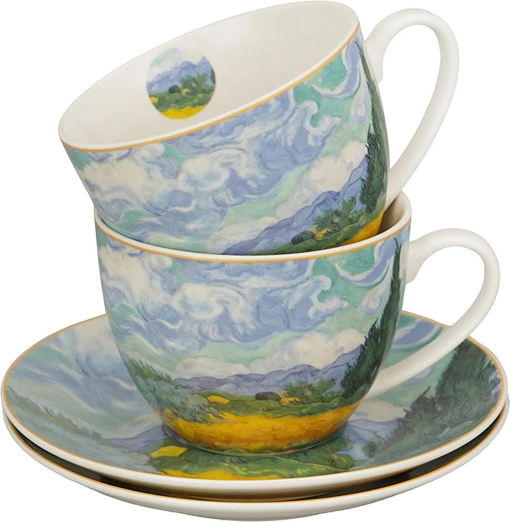 Porcelánová šálka s podšálkou Van Gogh Wheat Field 270 ml sada 2ks