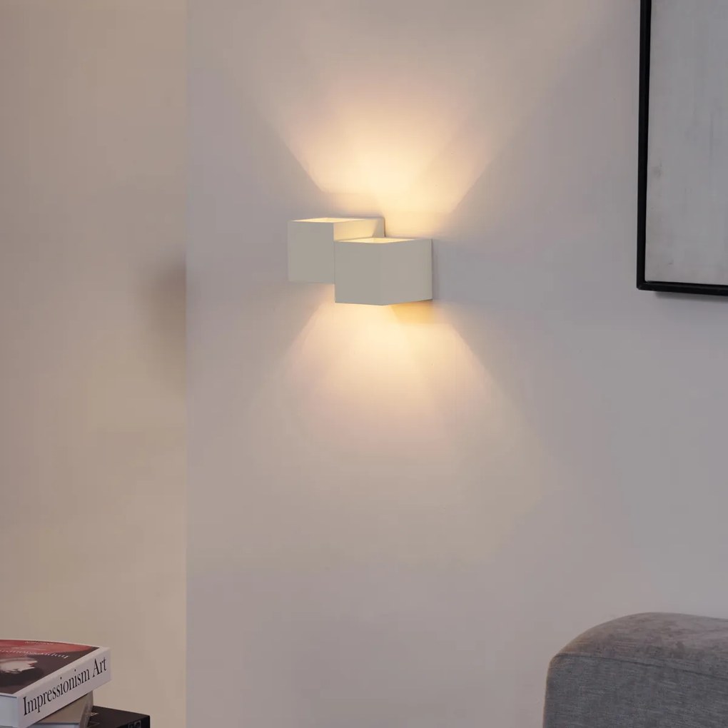 Moderná nástenná lampa béžová 2-svetlá - Transfer Double