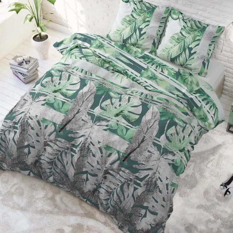 DomTextilu Originálne posteľné obliečky s motívom palmových listov 200 x 220 cm  Zelená 25979