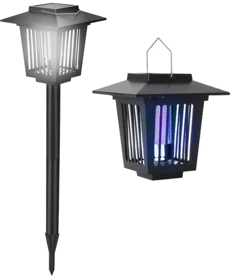 Bluegarden, LED solárna lampa proti hmyzu 15x15x27 cm J-22, čierna, OGR-02107