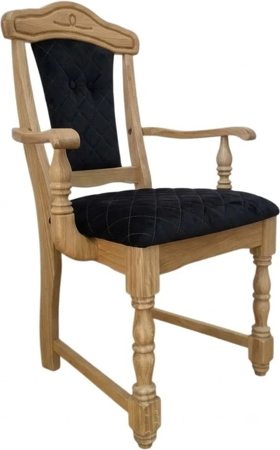 Klasická dubová - čalúnená stolička s podrúčkami FA, 65x53x99 cm Caro19