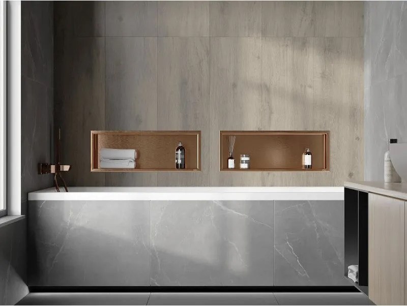 Mexen X-Wall-R, polica na zapustenie s prírubou  60 x 20 cm, medená matná - 19C0602010