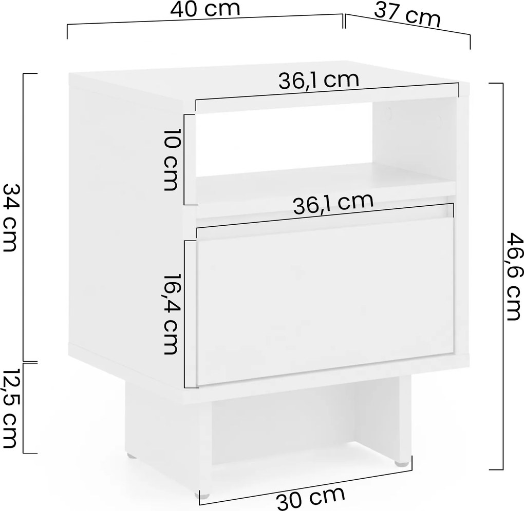 Nočná skrinka Zolia 40 cm so zásuvkou - kašmírová