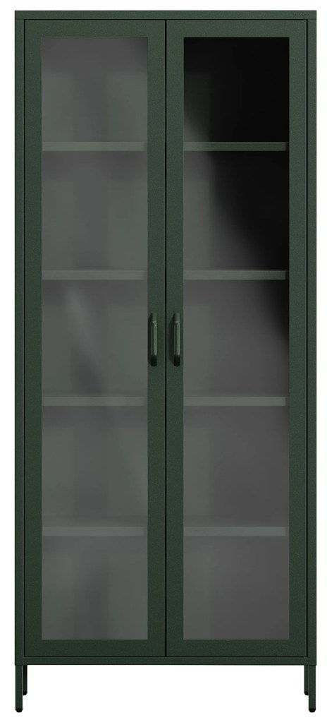 Vitrína ANGELO, 800 x 1850 x 450 mm, Modern: fľaškovo zelená