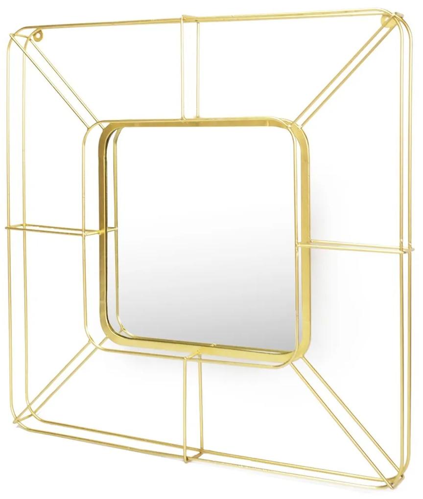 HOMEDE Nástenné zrkadlo Baila zlaté, velikost 55,5x4,5x55,5