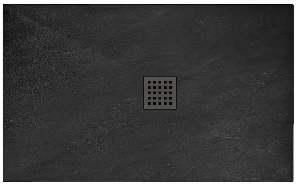 Rea Black Rock, konglomerátová sprchová vanička 120x80x3,5 cm + sifón, čierna, REA-K4579