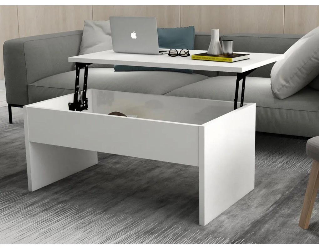 Rozkladací konferenčný stolík AKILLI 44,8x90 cm biela