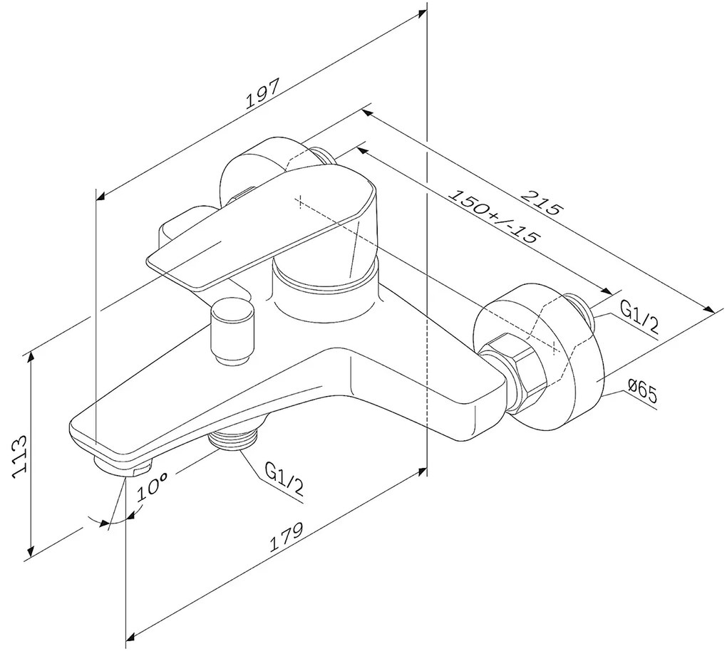 Vaňová a sprchová batéria AM.PM Gem FGA10000 jednopáková, chróm