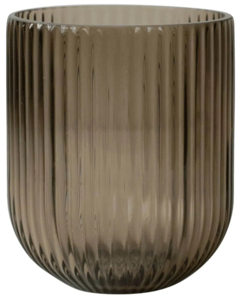 DBKD Sklenený svietnik Simple Stripe Brown 14 cm