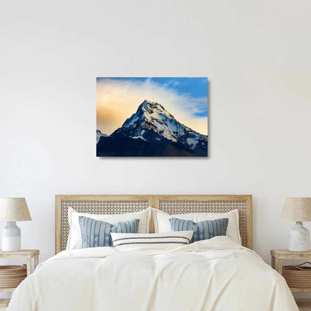 Sklenený obraz zasnežených hôr, Nepál (70x50 cm)