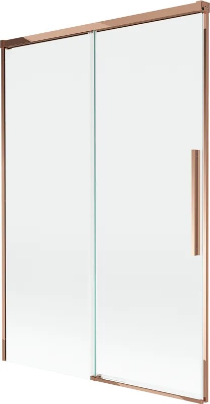 Mexen Rox, 2-krídlová posuvná vaňová zástena 120 x 150 cm, 8mm číre sklo, ružové zlato profil, 8C9-120-001-60-00