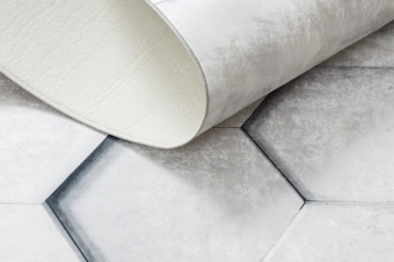 Dywany Łuszczów, Kusový koberec ANDRE Hexagon 3D 1180, 120x170, šedá, chodba / predsieň