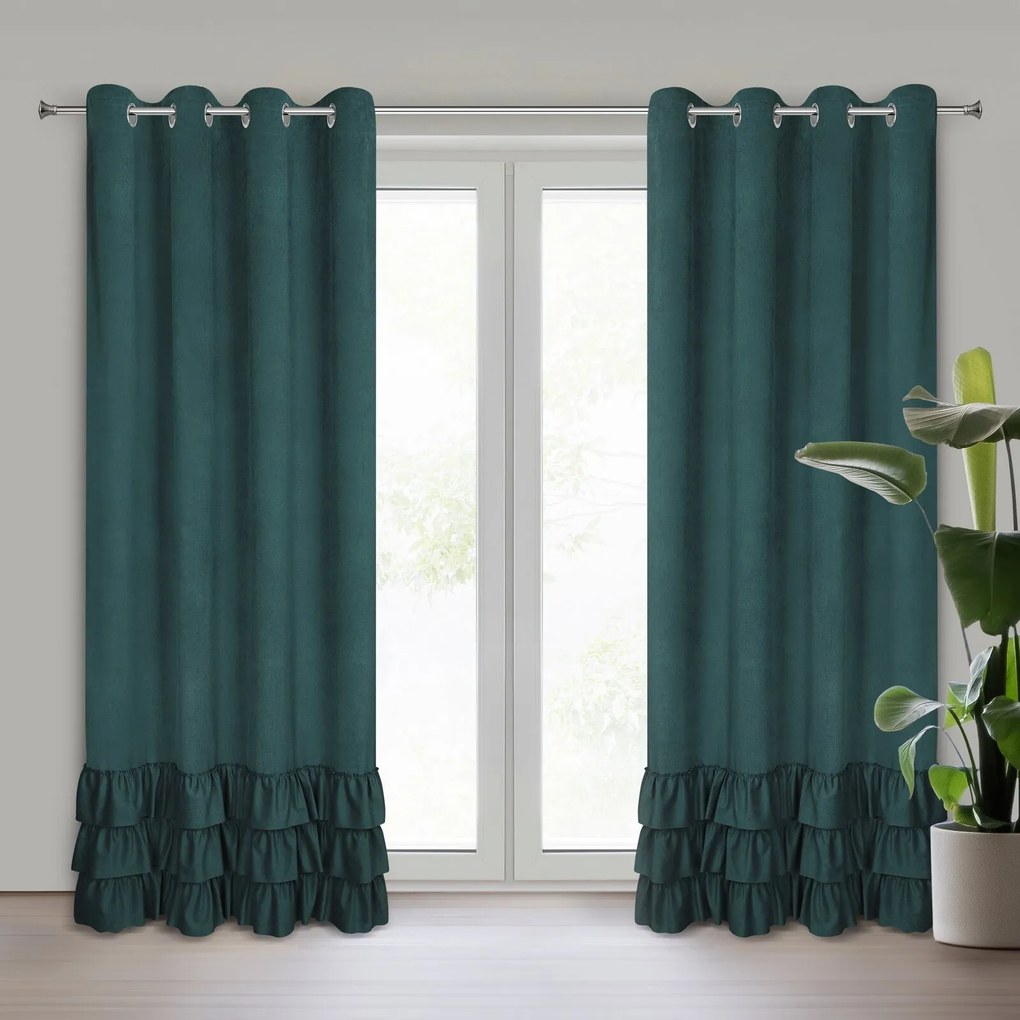 ZATEMŇOVACÍ ZÁVES NA KRÚŽKOCH MEGI 140X250 CM TMAVOZELENÁ