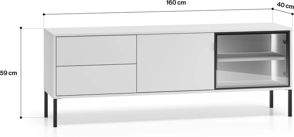 TV skrinka so zásuvkami s osvetlením Harmona 160 cm - kašmír
