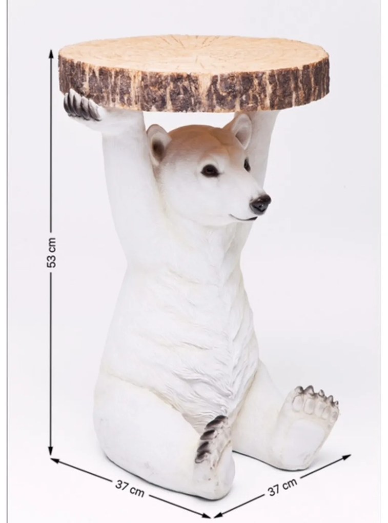 Animal príručný stolík ľadový medveď biely