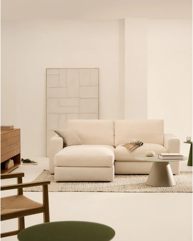 Béžová ženilková rohová pohovka (ľavý roh/s leňoškou) Alea – Kave Home