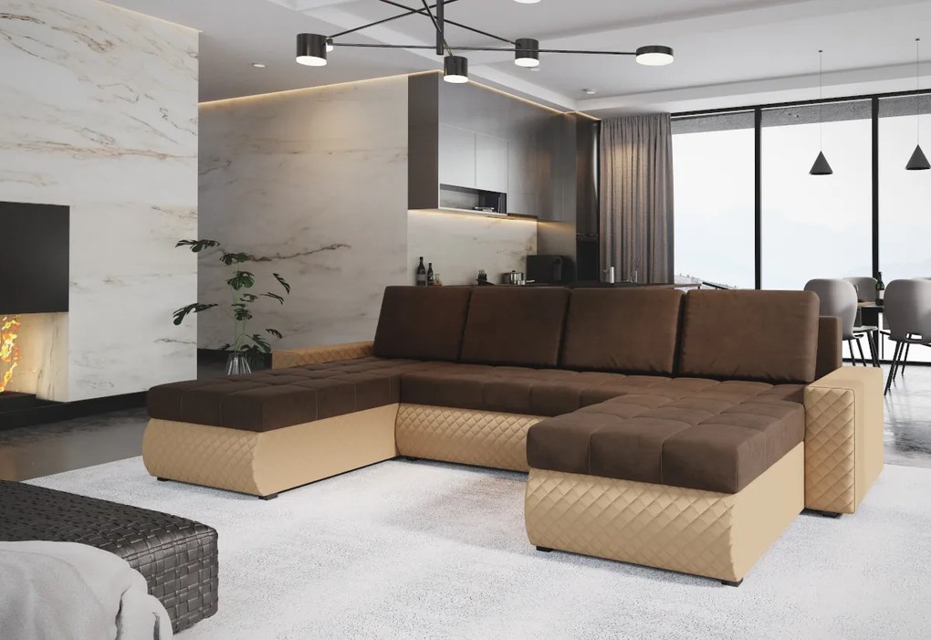 Rozkladacia sedacia súprava do U AMPER BIS, 329x85x148, mikrofáze 22/dolaro 8