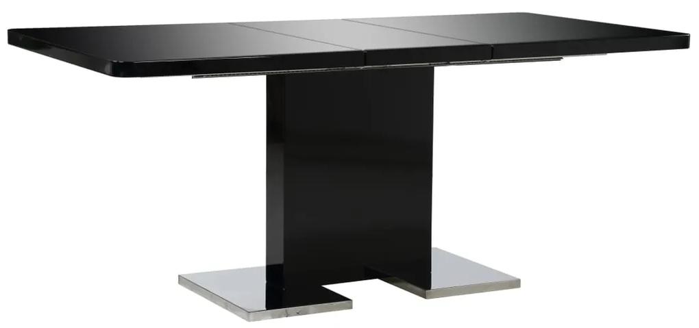 vidaXL Rozkladací kuchynský stôl z MDF 180x90x76 cm lesklý čierny