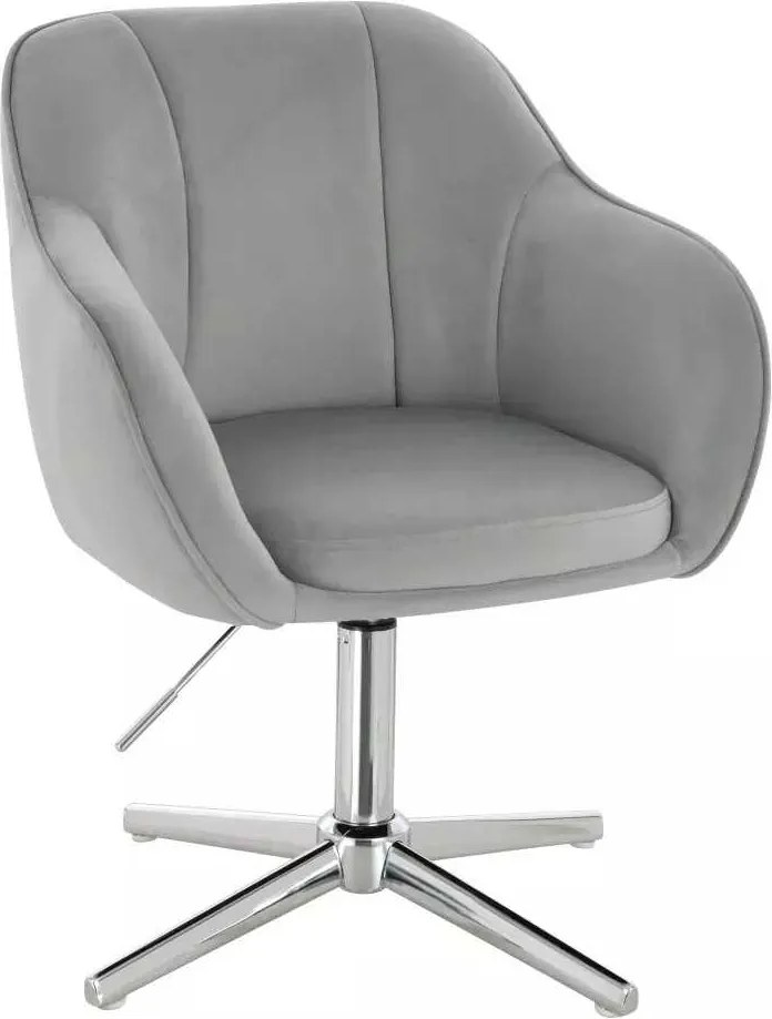 LuxuryForm DESIGN Stolička AVOLA VELUR na striebornom kríži - svetlo šedá