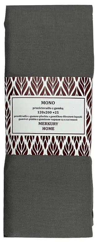 Napínacia plachta Mono bavlna tmavosivá 120x200 + 25 Merkury Home