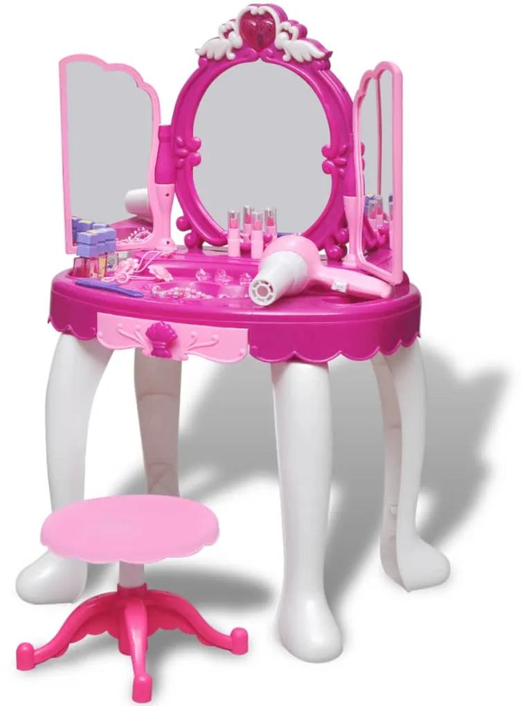 vidaXL Detský toaletný stolík s 3 zrkadlami a svetelnými/zvukovými efektmi  | BIANO